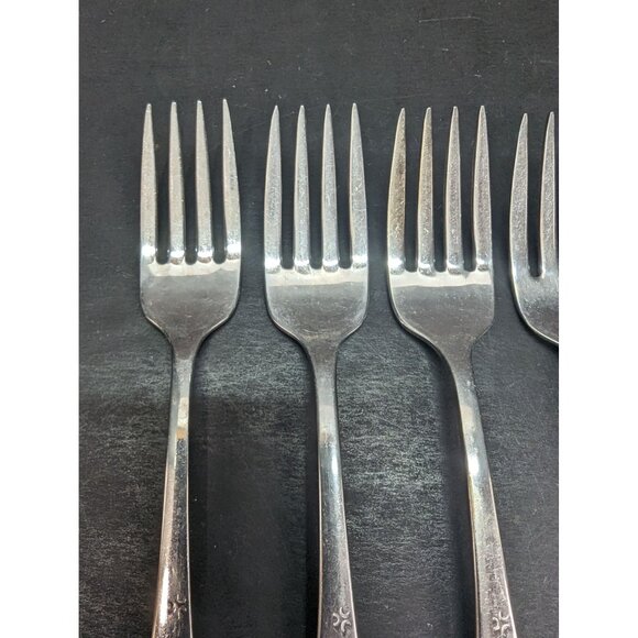 All American Stainless By Oneida Starburst Pattern 4 Salad Fork 1 Spreader - Picture 3 of 8